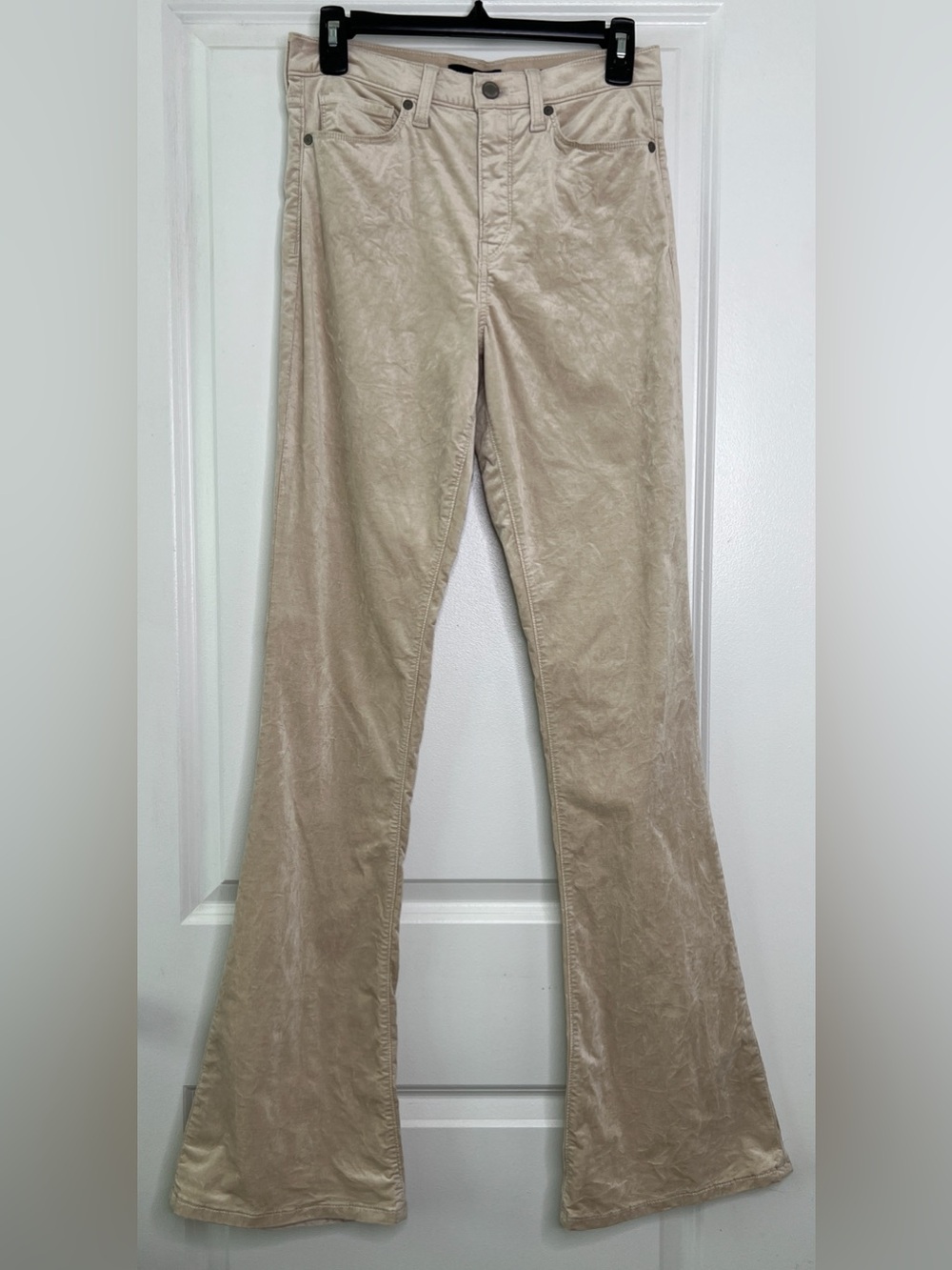 Banana Republic High-Rise Flare Pants Womens 27L Oyster Pearl Velvet Prem. Denim